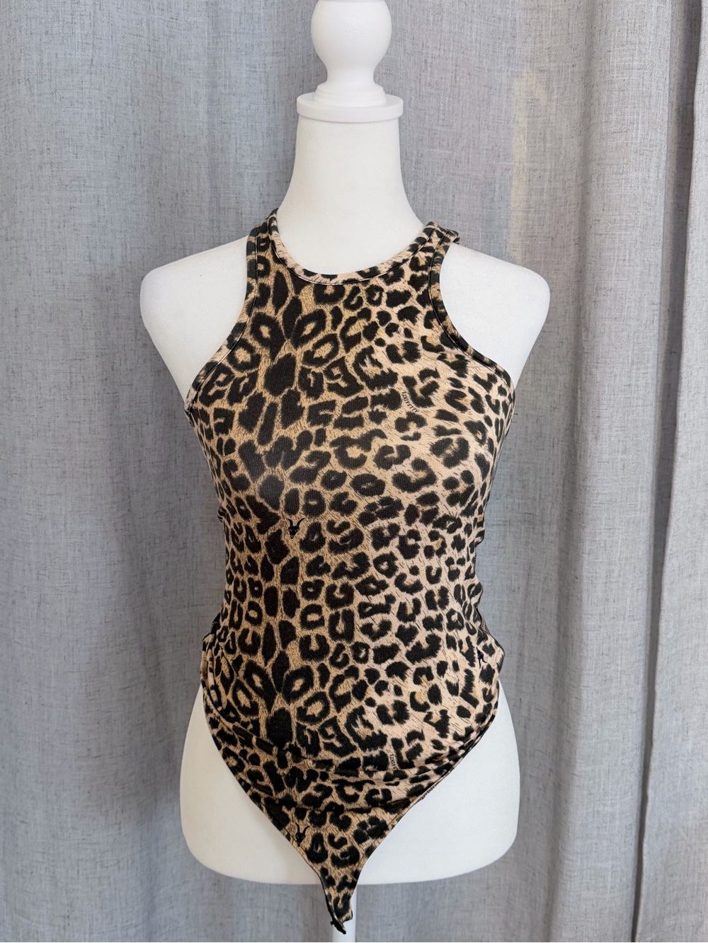 All Saints Leopard Print Bodysuit - Tan and Black